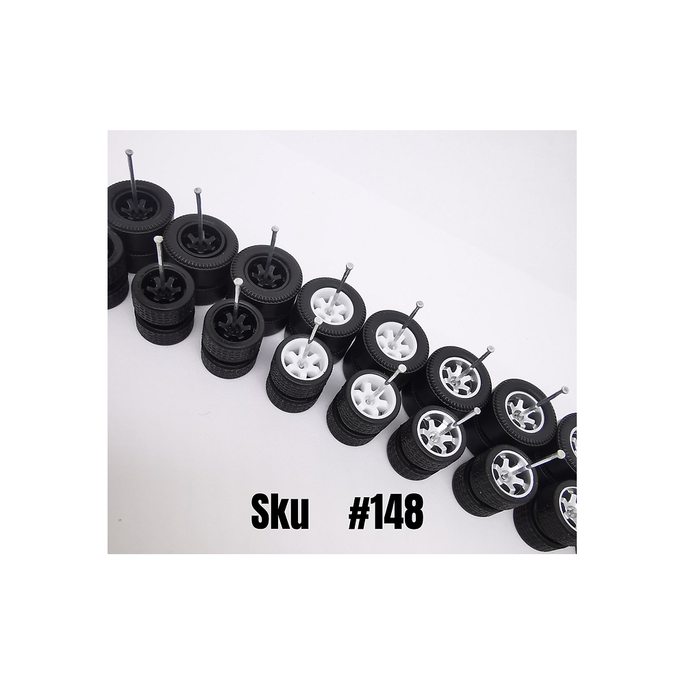 Samed Wheels 12mm Mix Color Rims & Black Tires – 1:64 Scale, 5 Bolt, 12 SET, XL #364X3