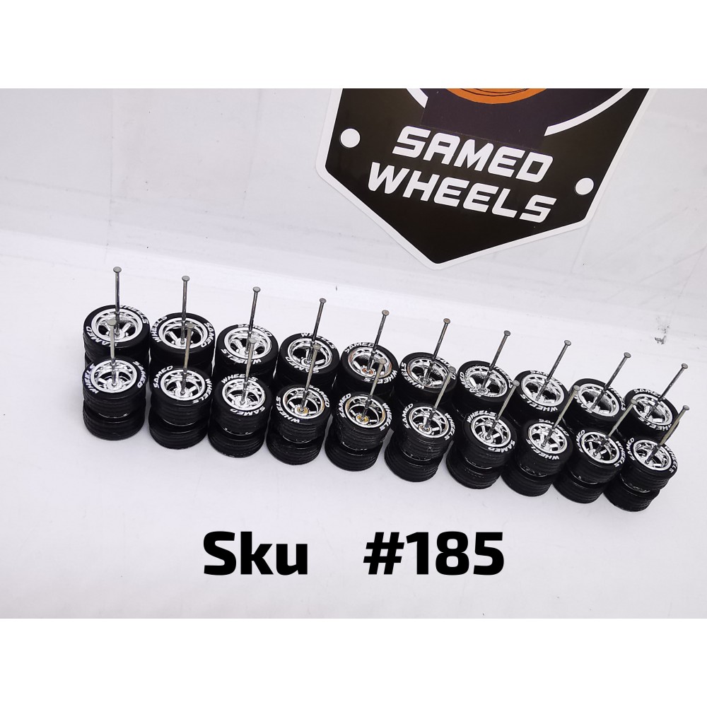 10 SET Samed Wheels  American 10/12mm Chrome Rim Black Tire With Lettering  185