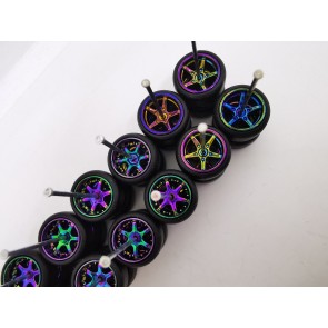 10 SET Samed Wheels Chamaleon 10mm Rim Jdm Plain Black Tire 186