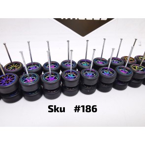 10 SET Samed Wheels Chamaleon 10mm Rim Jdm Plain Black Tire 186