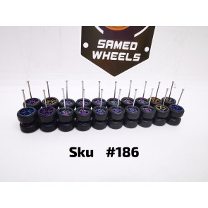 10 SET Samed Wheels Chamaleon 10mm Rim Jdm Plain Black Tire 186
