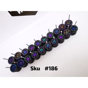 10 SET Samed Wheels Chamaleon 10mm Rim Jdm Plain Black Tire 186