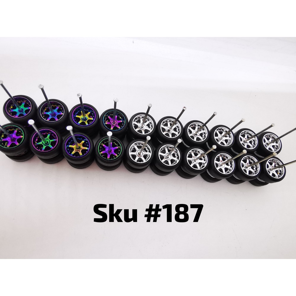 10 SET Samed Wheels 6 Spoke Mix 10mm Rim Jdm Plain Black Tire 187