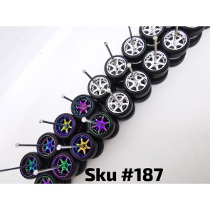 10 SET Samed Wheels 6 Spoke Mix 10mm Rim Jdm Plain Black Tire 187