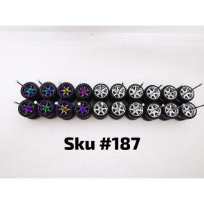 10 SET Samed Wheels 6 Spoke Mix 10mm Rim Jdm Plain Black Tire 187