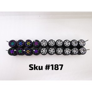 10 SET Samed Wheels 6 Spoke Mix 10mm Rim Jdm Plain Black Tire 187