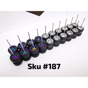 10 SET Samed Wheels 6 Spoke Mix 10mm Rim Jdm Plain Black Tire 187