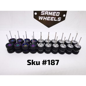 10 SET Samed Wheels 6 Spoke Mix 10mm Rim Jdm Plain Black Tire 187