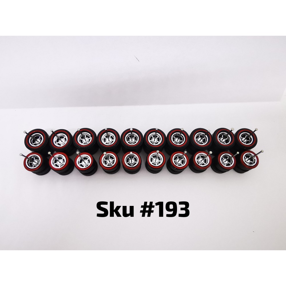 10 SET Samed Wheels Dragster American Chrome Rim Black Tire with Red Line  193