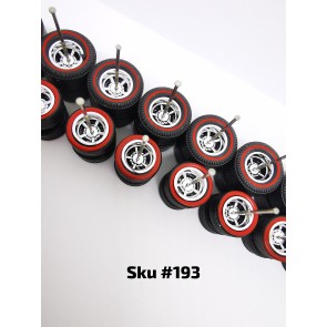 10 SET Samed Wheels Dragster American Chrome Rim Black Tire with Red Line  193