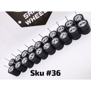 10 SET Samed Wheels Chrome 12mm Rim Plain Black Tire 36