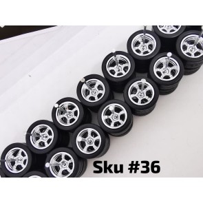 10 SET Samed Wheels Chrome 12mm Rim Plain Black Tire 36