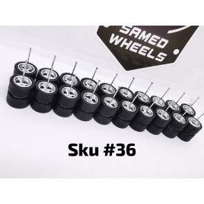 10 SET Samed Wheels Chrome 12mm Rim Plain Black Tire 36