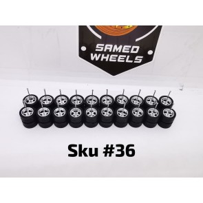 10 SET Samed Wheels Chrome 12mm Rim Plain Black Tire 36