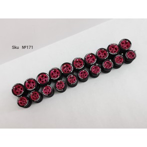 10 Sets 5 Bolt Color Pink 10/12mm White Lettering Tire